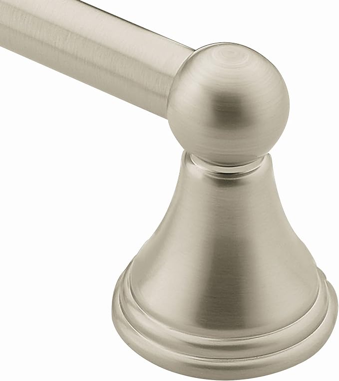 Moen Preston Brushed Nickel 24-Inch Single Wall Mounted Bathroom Towel Bar - Image 5