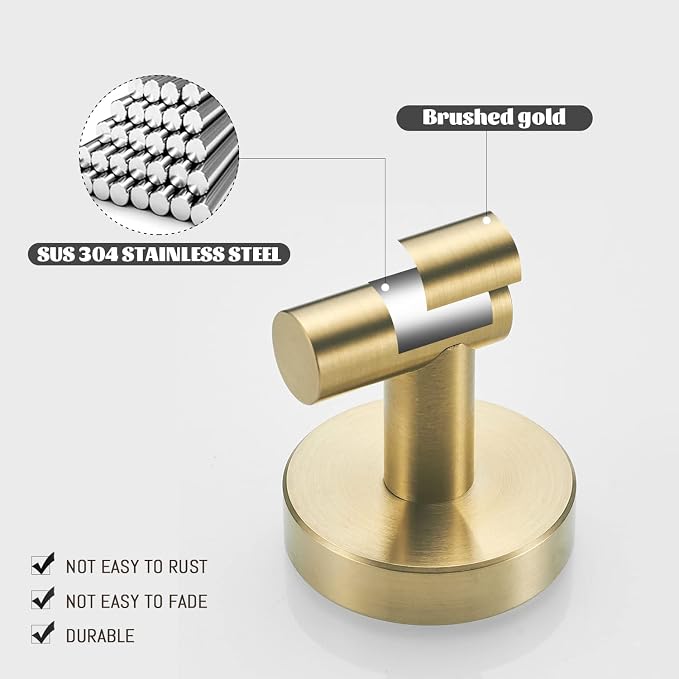 Brushed Gold Bathroom Hardware Set, 6 Pieces - Image 6