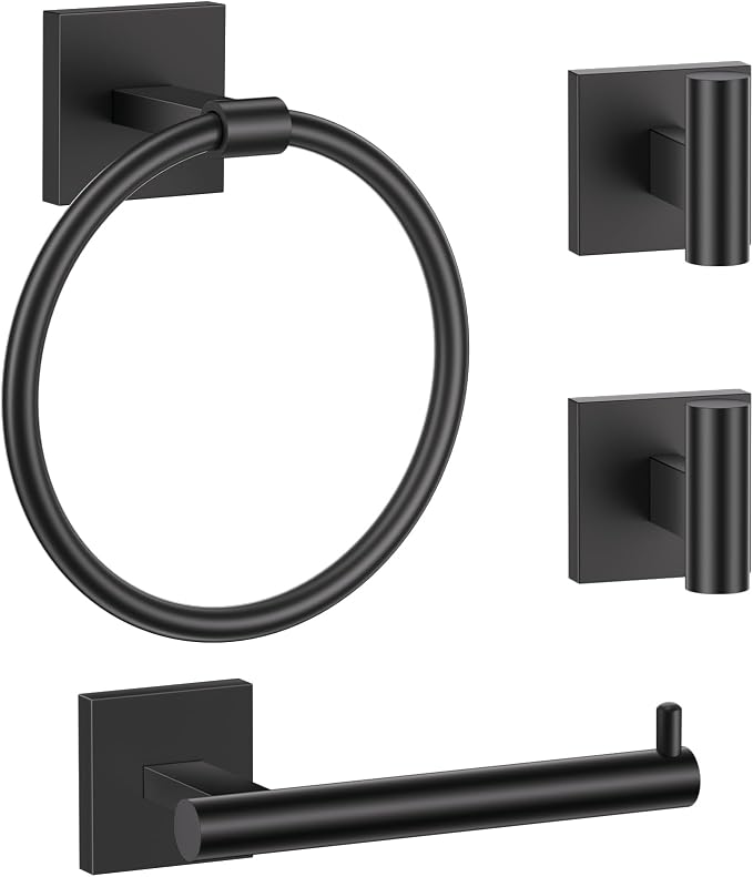 Towel Ring Set 4 Piece Bathroom Hardware Set Includes Towel Ring 2 Towel Hooks by LairuierBathroomHardwareSet