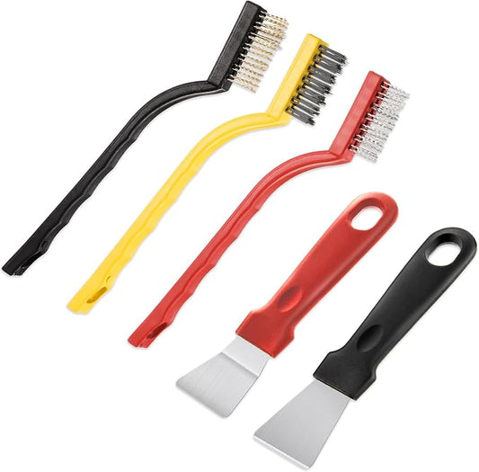 5 Pack Kitchen Stove Cleaning Brush + Scraper Tool Set, Stainless Steel and by Unknown