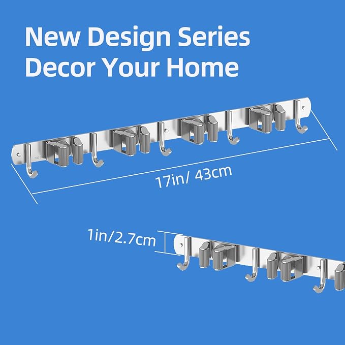 Broom and Mop Holder Wall Mount, Broom Organizer Wall Mount, Stainless Steel - Image 3