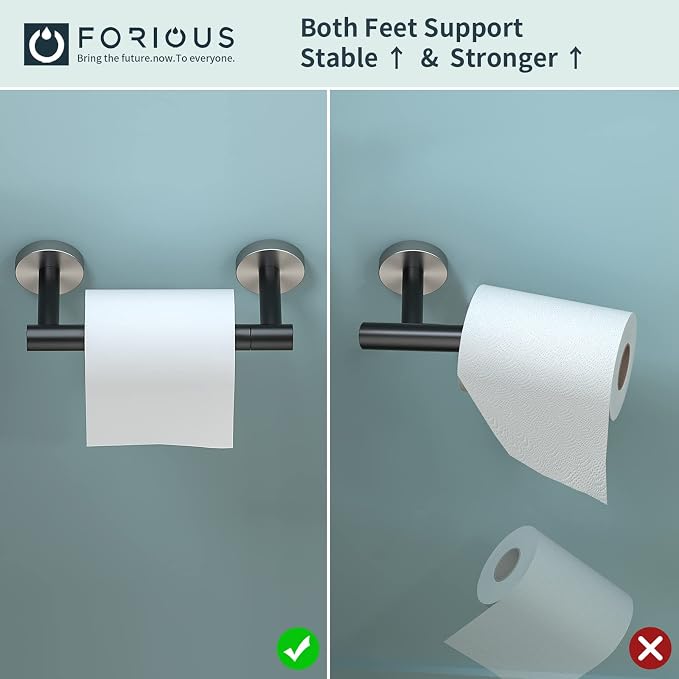 FORIOUS Toilet Paper Holder Wall Mount, Stainless Steel Rustproof Double Post - Image 3