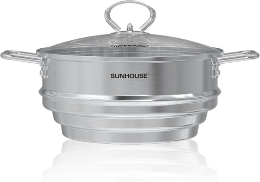 SUNHOUSE 5 Quart Stainless Steel Steamer Insert – Multi-Purpose Soup & Food by SUNHOUSE