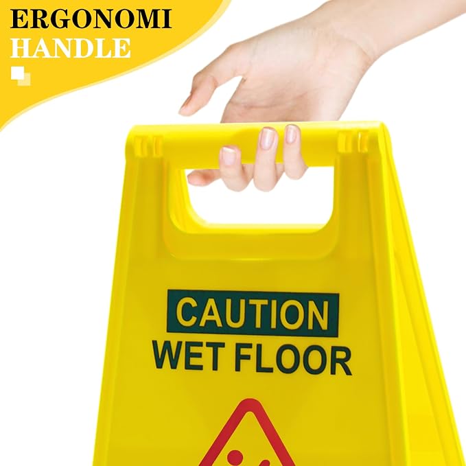 2-Pack Caution Wet Floor Sign, 17.5" Height, Bright Yellow, Double-Sided - Image 4