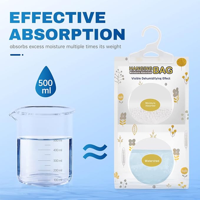 Vacplus Moisture Absorbers, Hanging Closet Dehumidifier Bags, Humidity Packs - Image 2
