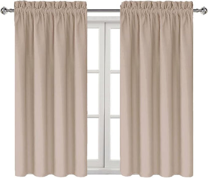 DWCN Blackout Curtains for Living Room Thermal Insulated, Energy Saving & Noise Reducing Bedroom Curtains, Camel, W 38x L 54 Inch, Set of 2 Rod Pocket Curtain Panels