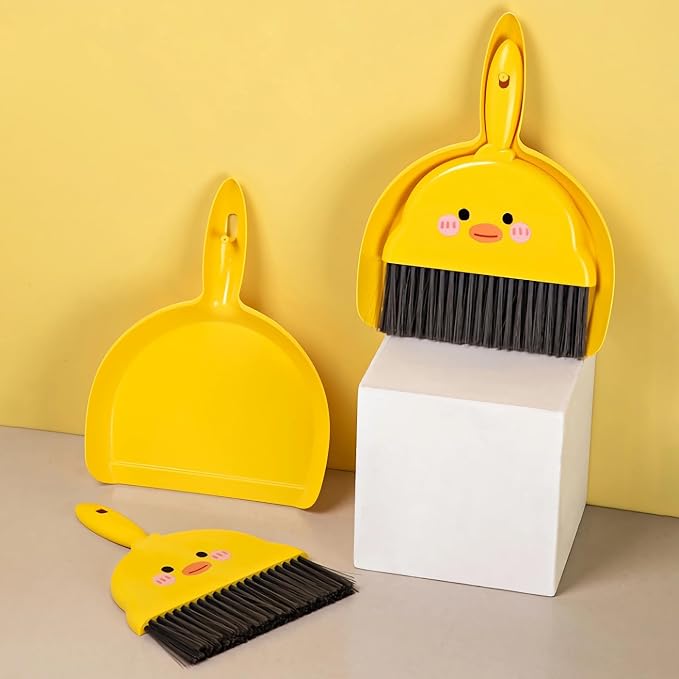 Small Broom and Dustpan Set, Cute Little Yellow Hand Mini Broom and Dustpan Set - Image 4