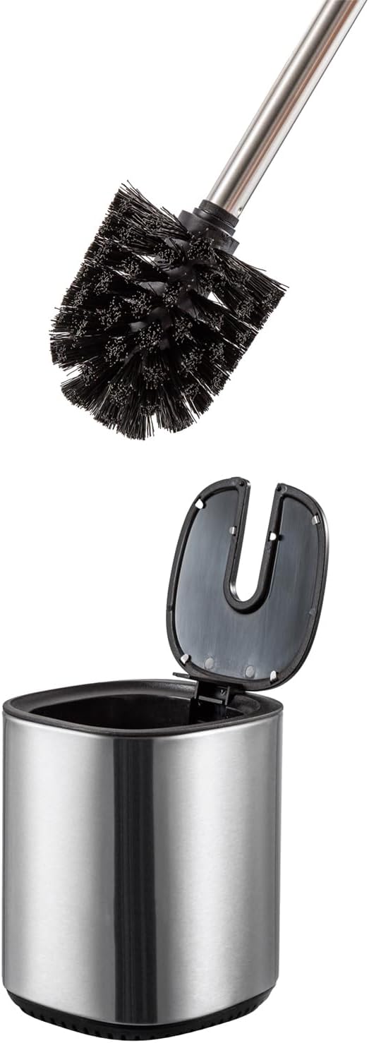 Toilet Brush and Holder Set Toilet Bowl Brush Stainless Steel Automatic Open - Image 4