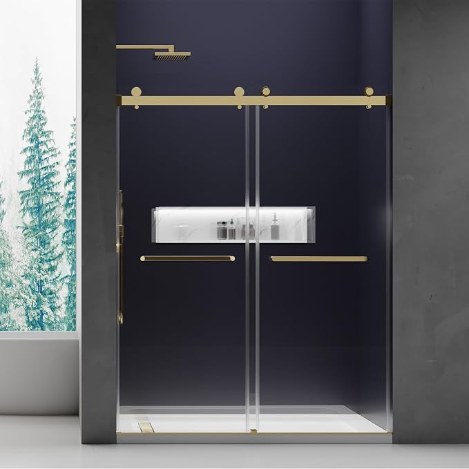 56-60 in. W x 76 in. H Double Sliding Frameless Shower Door, 5/16" Tempered by JONIVRAT