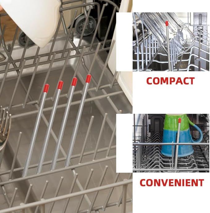 Unomor 6Pcs Stainless Steel Dishwasher Insert Draining Sticks Bottle Holder Rods - Image 4