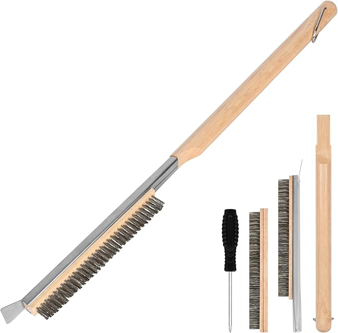 Pizza Oven Brush, BBQ Grill Cleaning Brush Non Scratch Heat Proof Stainless by Aolso