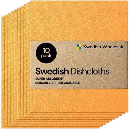Swedish Wholesale Dishcloths Reusable 8" x 7" Sponge Cloths, Bulk 10 Pack of by SwedishWholesale