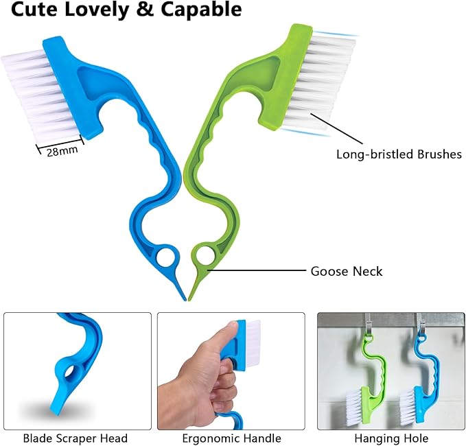 Ginsco 7 Pcs Hard Bristle Crevice Cleaning Brush Kit - Image 3