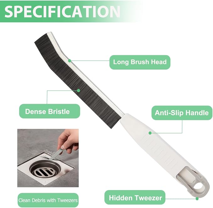 Crevice Cleaning Brush Hard Bristled, Grout Cleaner Brush, Bathroom Cleaner - Image 3