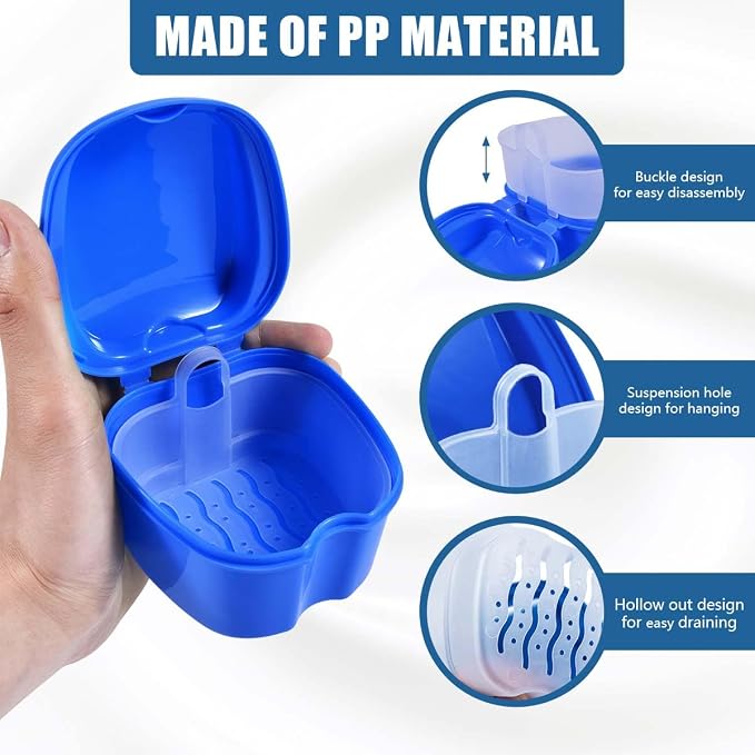 2 Pack Denture Bath Case Cup Box Holder Storage Container - Image 3