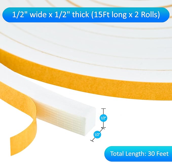 High Density Foam Weather Stripping Door Seal Strip Insulation Tape Roll - Image 2
