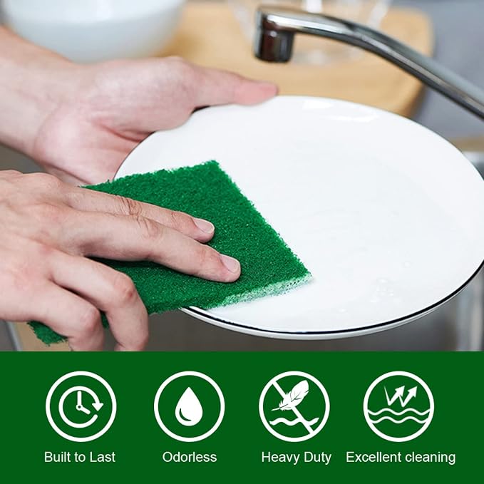 YoleShy 80 PCS Scouring Pad, Dish Scrubber Scouring Pads, 4 x 6 inch Green - Image 3