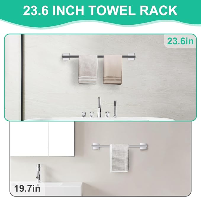 10 Pieces Polished Chrome Towel Bar Set, Double Dase Toilet Paper Holder - Image 2