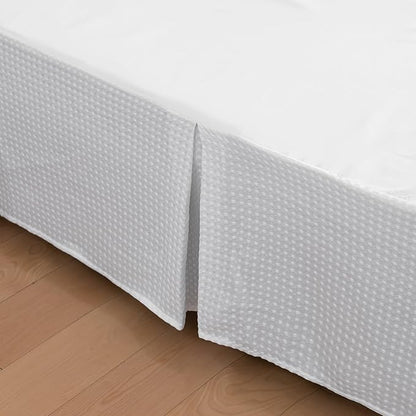 Twin Bed Skirt - Twin Size Bed Skirt 12 Inch Drop with Split Corners, Pleated Waffle Weave Bed Skirt, Tailored Dust Easy Fit, Machine Washable (White, Twin - 12" Drop)