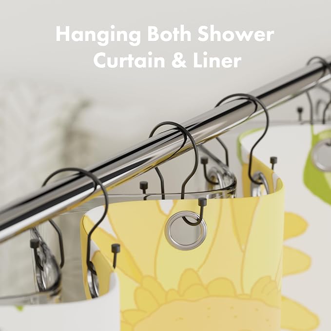 AmazerBath Shower Curtain Hooks Black Shower Curtain Rings - Image 2
