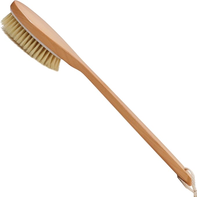 OWIIZI Bath Brushes with Soft and Natural Bristles Antiskid Wooden Long Handle by OWIIZI