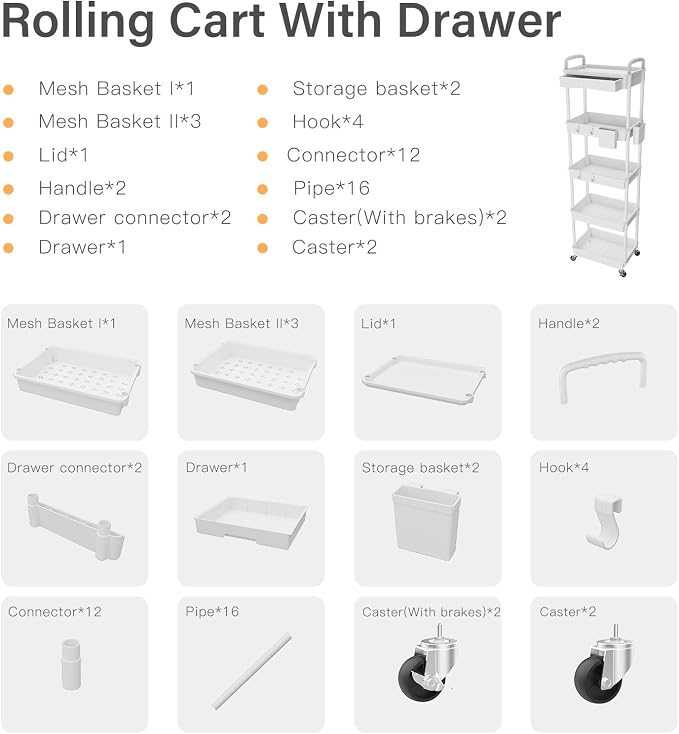 5 Tier Rolling Utility Cart - Image 4