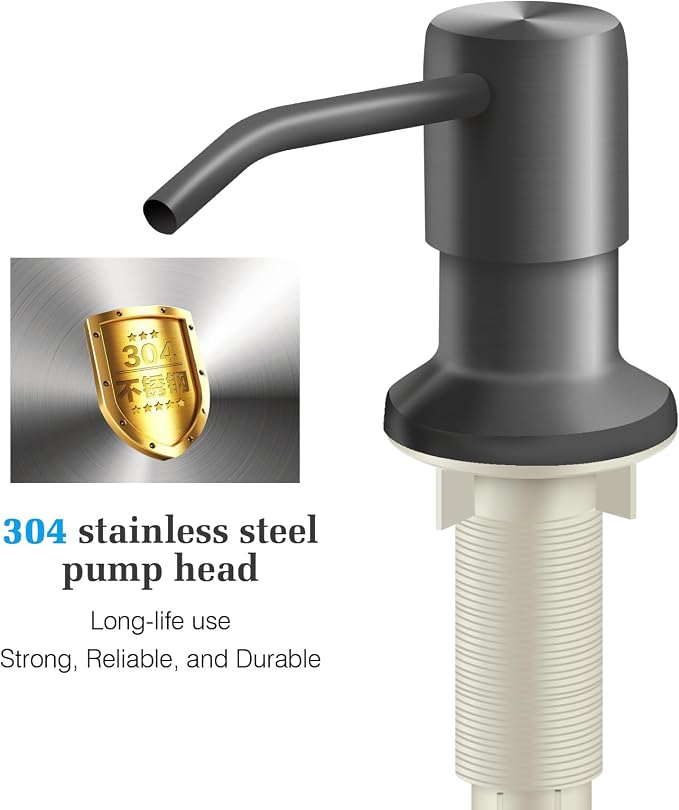 Soap Dispenser for Kitchen Sink and Extension Tube Kit, Stainless Steel - Image 4
