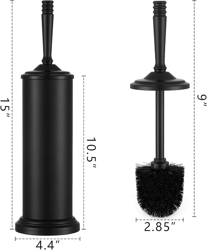 Black Toilet Brush and Holder Set, Stainless Steel Toilet Brush - Image 5