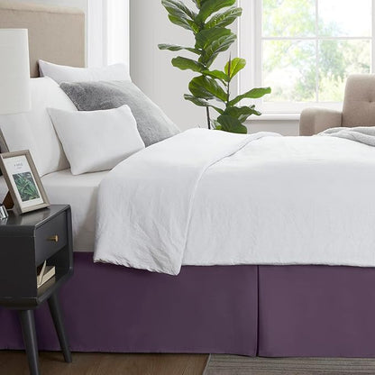 Nestl Dark Purple Twin Bed Skirt - Twin Size Bed Skirt 14 Inch Drop - Brushed Microfiber Bed Skirts - Hotel Quality Pleated Bed Skirt - Shrinkage & Fade Resistant