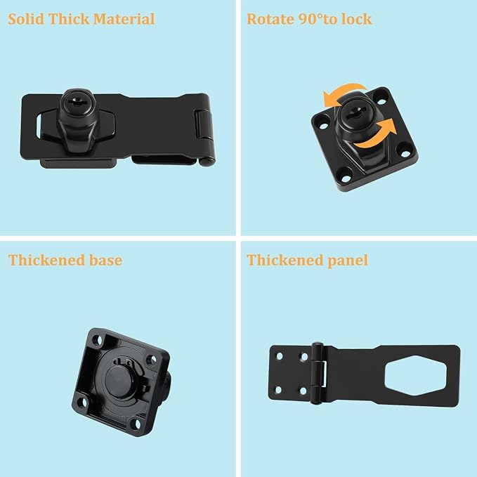 Alise Keyed Hasp Lock, 3 Inch Safety Packlock Clasp Hasp Lock Latch - Image 4