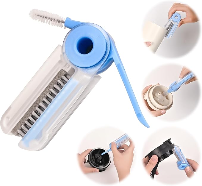 4 in 1 Cup Lid Cleaning Brush Set Foldable Cup Lid Cleaning Brush Set Folds in - Image 2
