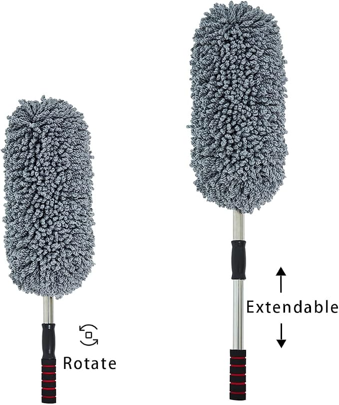 Microfiber Car Duster Exterior Scratch Free, Extendable Handle Interior - Image 2