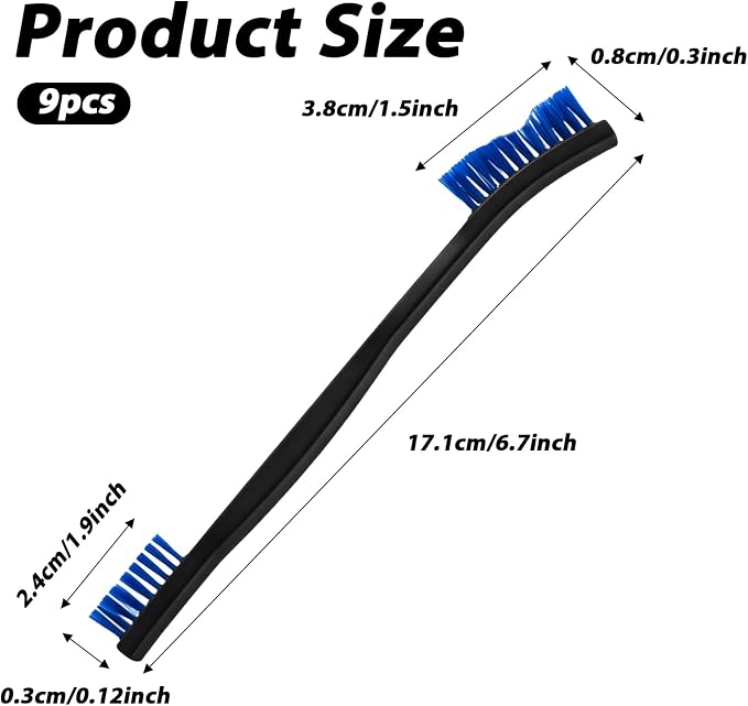 9Pcs Double-Ended Cleaning Brushes Set Nylon All Purpose Clean Brush Small - Image 2
