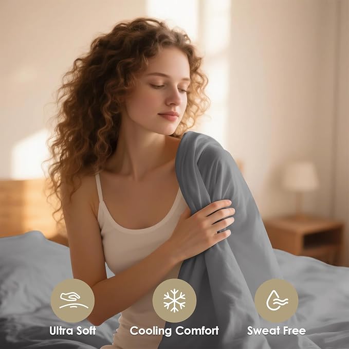 King Sheet Set - 4 Piece Silky Ultra Soft Breathable Bed Sheet Set, 16" Deep Pocket for Mattress, Hotel Luxury King Size Sheets & Wrinkle Free,Easy Care Cooling Bedding Sheets,Light Grey