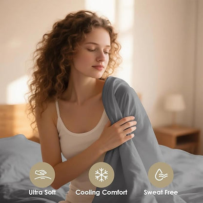 King Sheet Set - 4 Piece Silky Ultra Soft Breathable Bed Sheet Set, 16" Deep Pocket for Mattress, Hotel Luxury King Size Sheets & Wrinkle Free,Easy Care Cooling Bedding Sheets,Light Grey