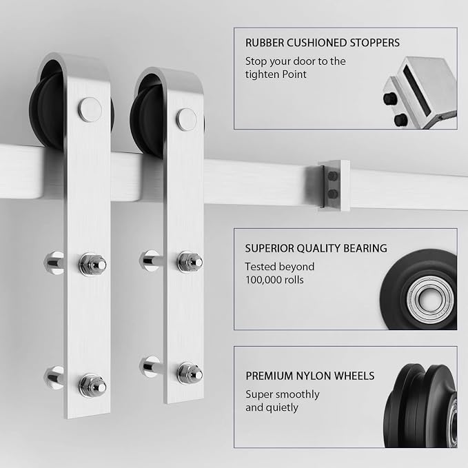 SmartStandard 48 x 96 inch White Sliding MDF Barn Door - Image 4
