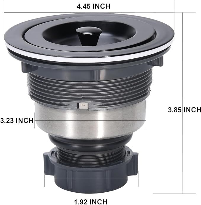 Kitchen Sink Drain 3-1/2 Inch Black Sink Drain Assembly Kit, Removable Deep - Image 5
