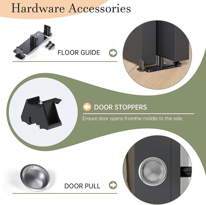 EaseLife 12FT/144in Bypass Double Sliding Pocket Door Hardware Kit, Commercial - Image 7