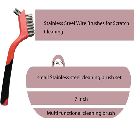 6 Pcs Wire Brushes for Cleaning, Stainless Steel Bristles Scratch Brush Set for - Image 4