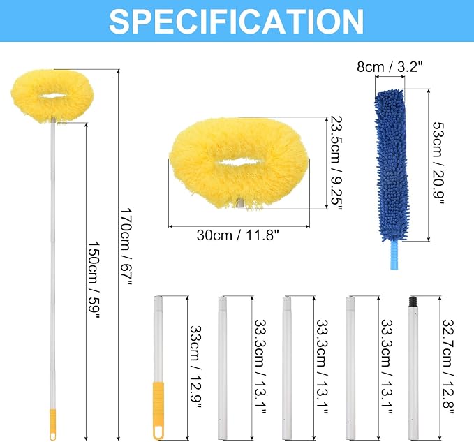 PATIKIL Ceiling Fan Cleaner Duster, 12.9" to 59", 2 in 1 Microfiber Duster - Image 2