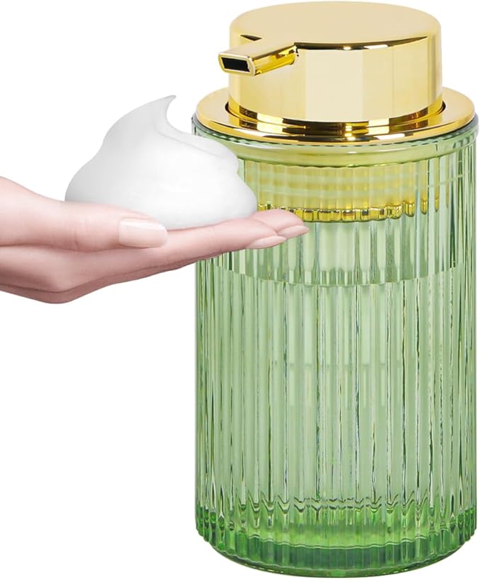 Green Foaming Soap Dispenser, Glass Foam Hand Soap Dispenser by Tonxus