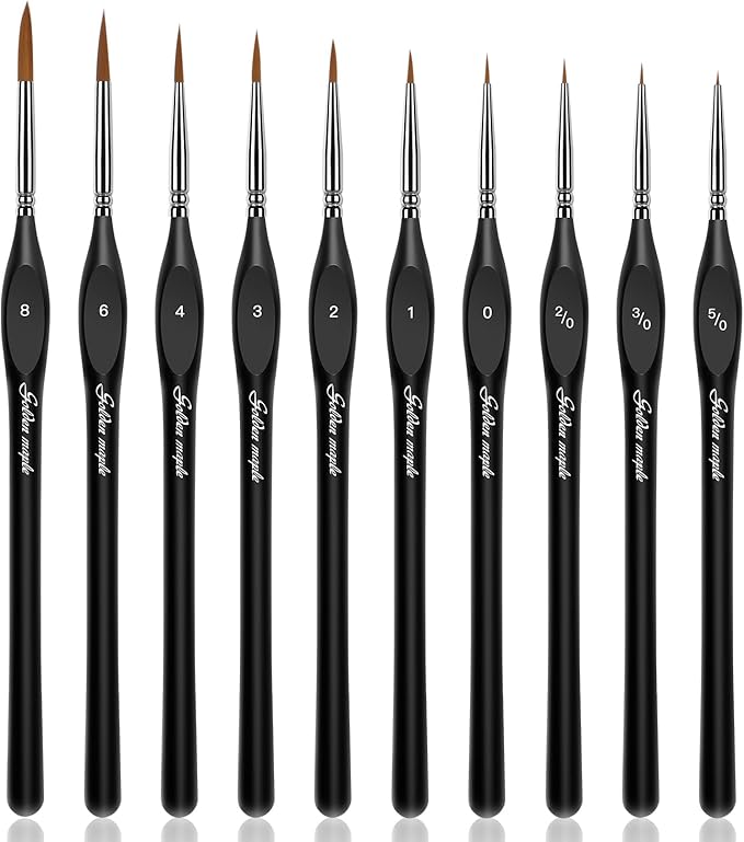 Golden Maple Detail Paint Brushes Set 10pcs Miniature Brushes by goldenmaple