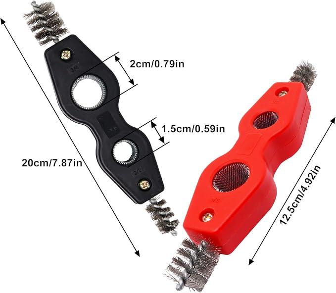 2 Pack 4-in-1 Copper Pipe Cleaner, 1/2 in & 3/4 in Wire Brush Copper Pipe Brush - Image 2