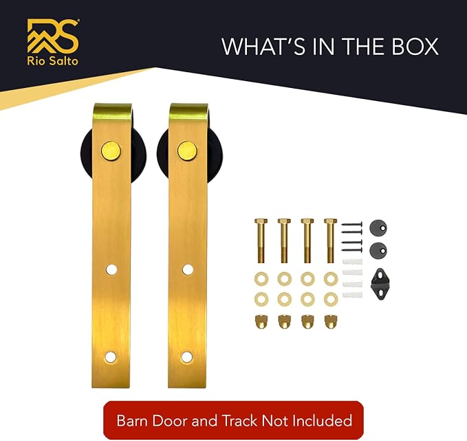 Rio Salto Brushed Brass Gold Barn Door Rollers – Extra Sliding Barn Door - Image 2