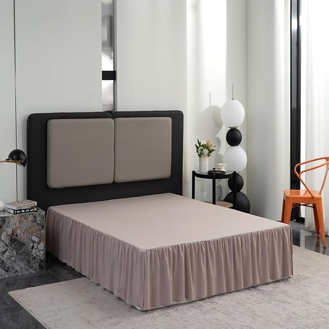 Khaki Bed Skirt Full Size Ruffled Bed Skirt with Split Corners, Full Bed Skirt 18 Inch Drop, Full Size Bed Skirt Khaki for Ruffled Bed Skirt with Split Corners, Bed Skirts Full Size