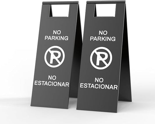 Stainless Steel No Parking Sign Portable Foldable Handle 2-Pack by CrazyAnt