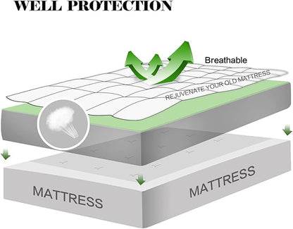 EASELAND Full Size Mattress Pad Pillow Top Mattress Cover Quilted Fitted Mattress Protector 8-21" Deep Pocket Cooling Mattress Topper (54x75 Inches, Dark Blue)