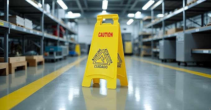 Wet Floor Sign, Slippery When Wet A-Frame Caution Sign, Bright Yellow 4 PACK - Image 3