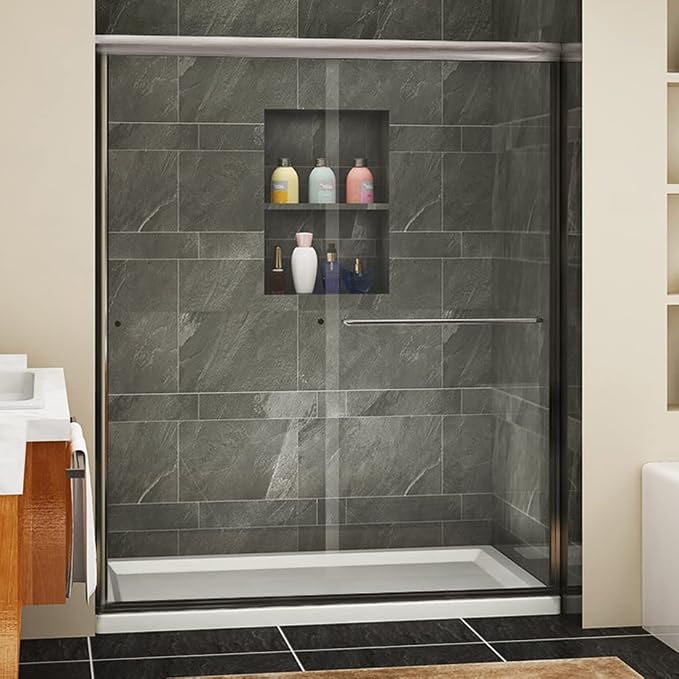 SUNNY SHOWER 60 in.W x 72 in.H Semi-Frameless Shower Door, DoubleSliding Glass - Image 2
