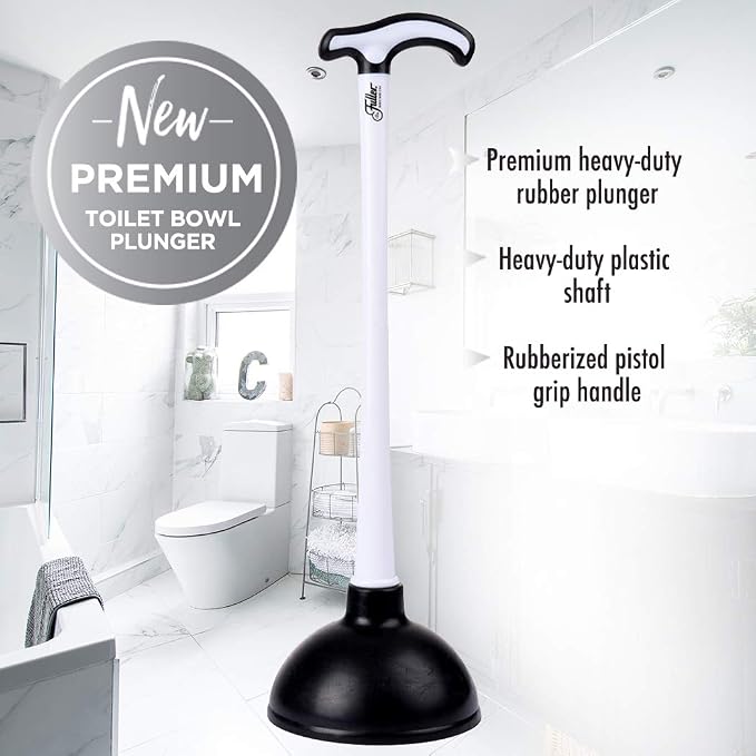 Fuller Brush Toilet Bowl Plunger – Heavy Duty Rubberized Pistol Grip Handle – - Image 2